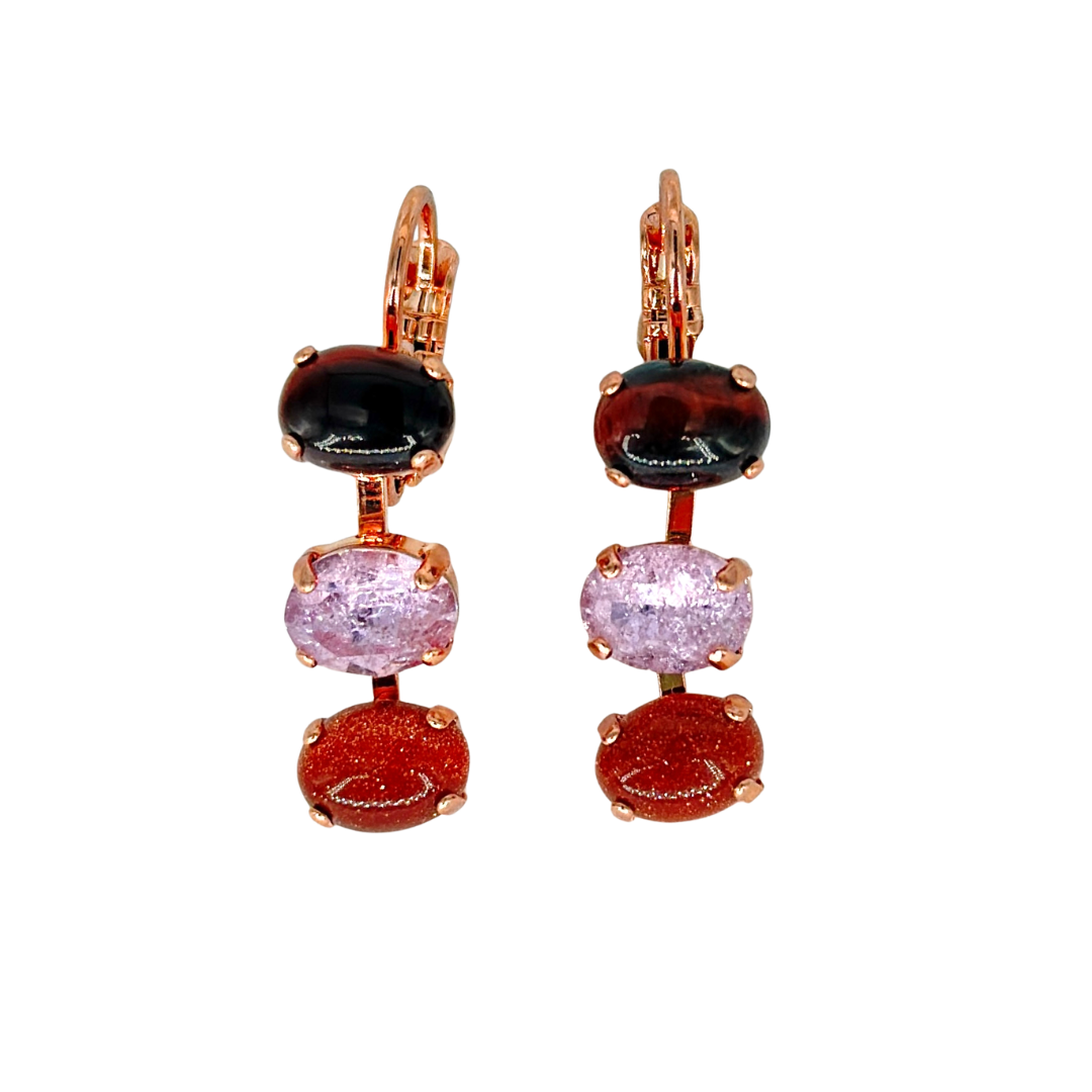 Mariana Small Triple Oval Earring Mineral Cello Solo on Rose Gold Main image