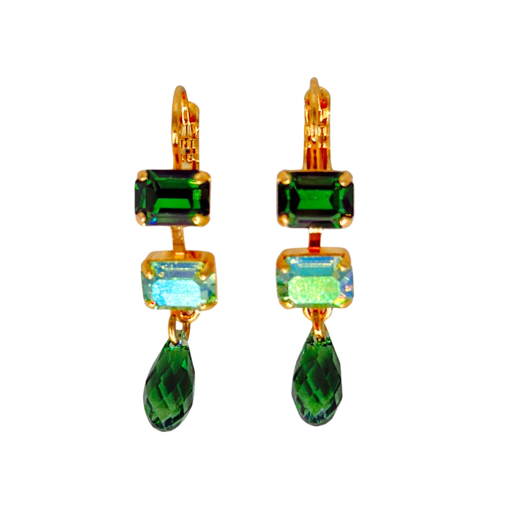 Petite Emerald Cut Dangle Earring The Green Room on Gold Main image