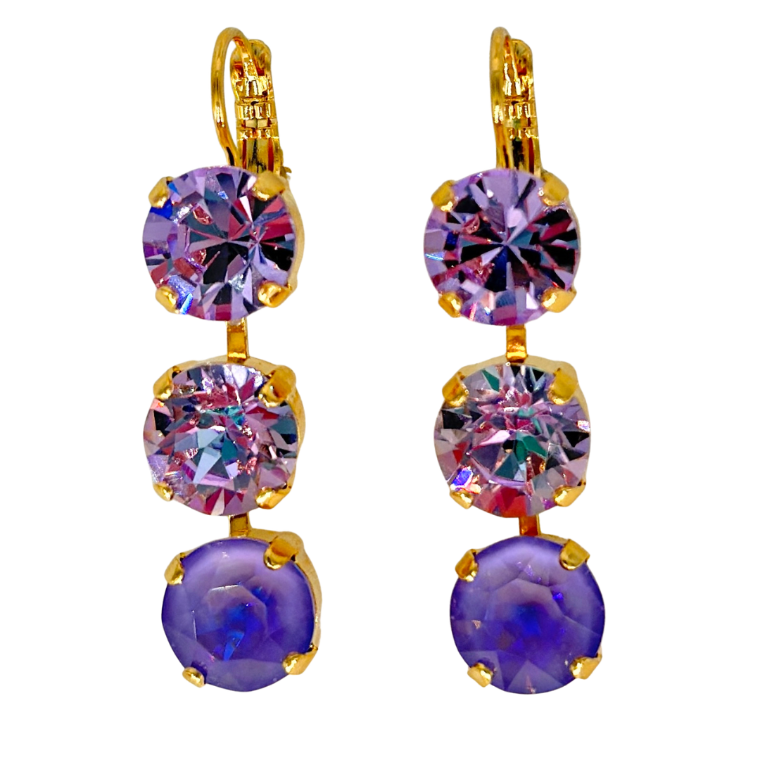 Mariana Earring Large Triple Drop Lavender Mist on Gold Main image