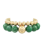 Green/Gold Acrylic Bauble Bead Duo Bracelet Set
