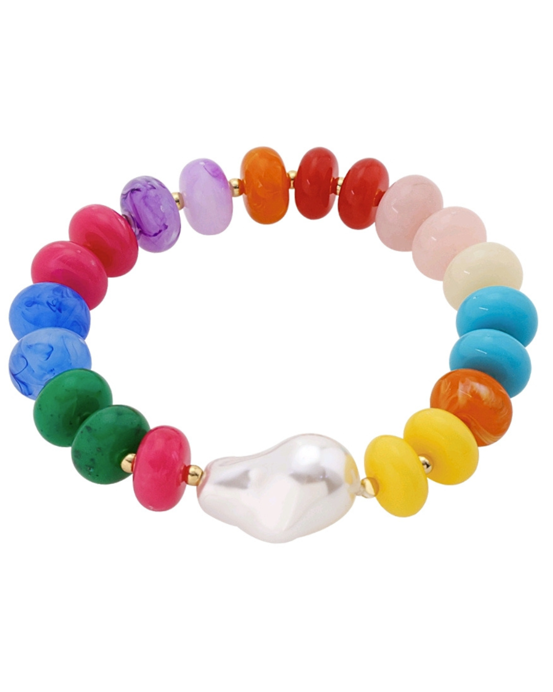 Multicolored Candy Bauble Bead Bracelet With Faux Pearl