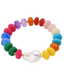 Multicolored Candy Bauble Bead Bracelet With Faux Pearl