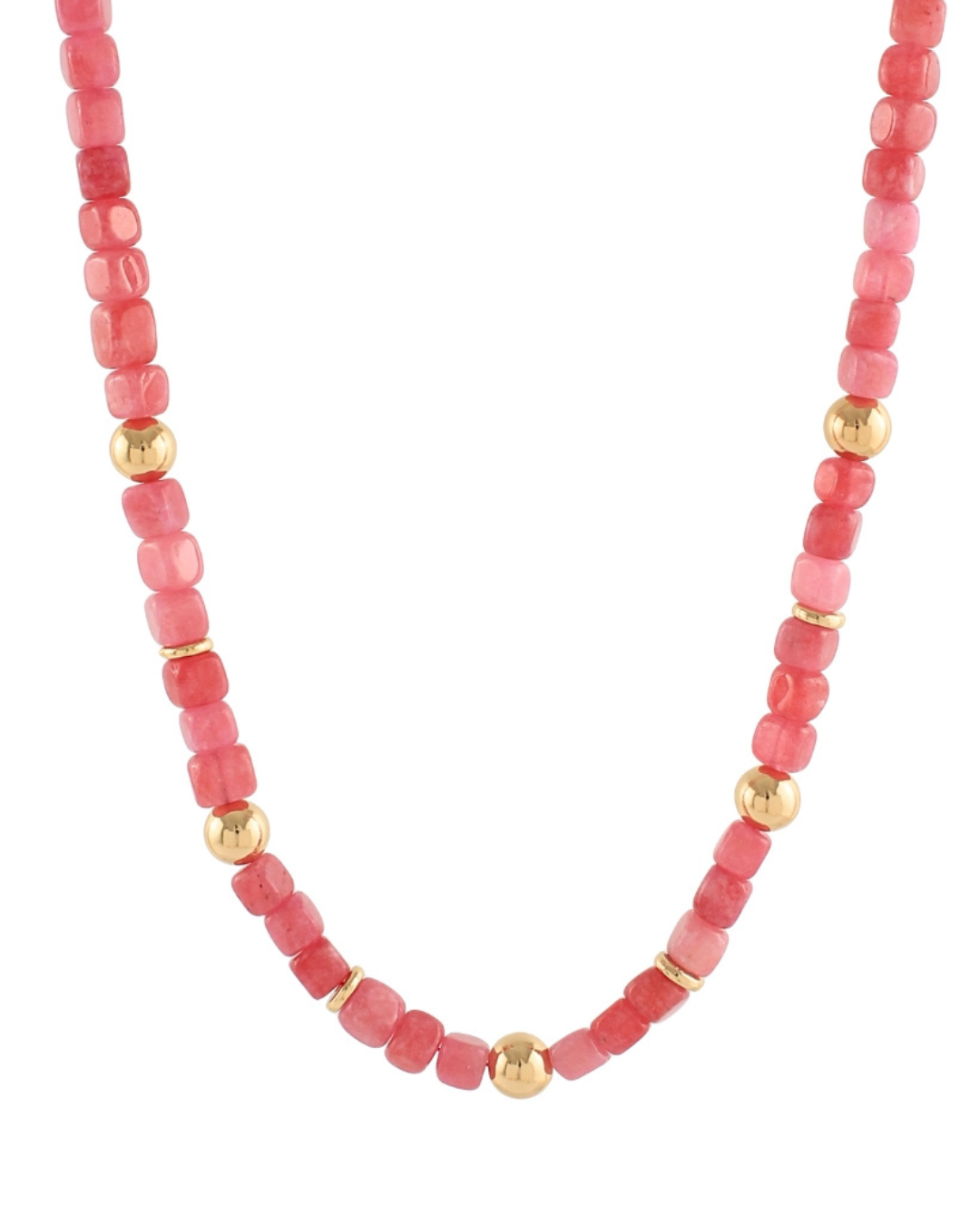 Tumbled Stone Bauble Bead Necklace Set Red