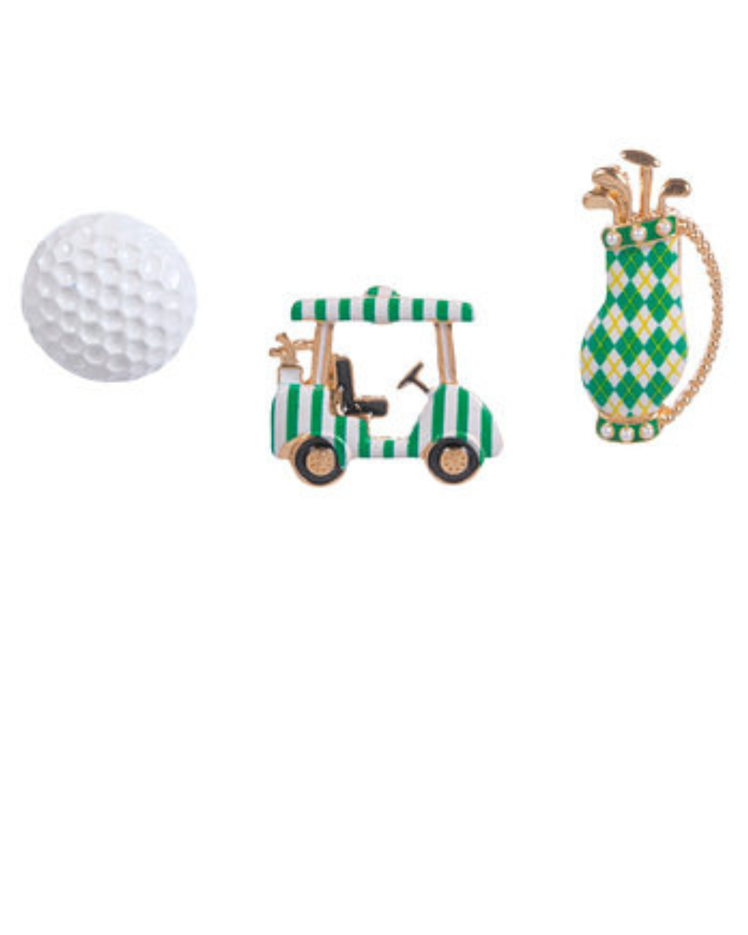 Green/White Enamel Golf Pin Set of Three