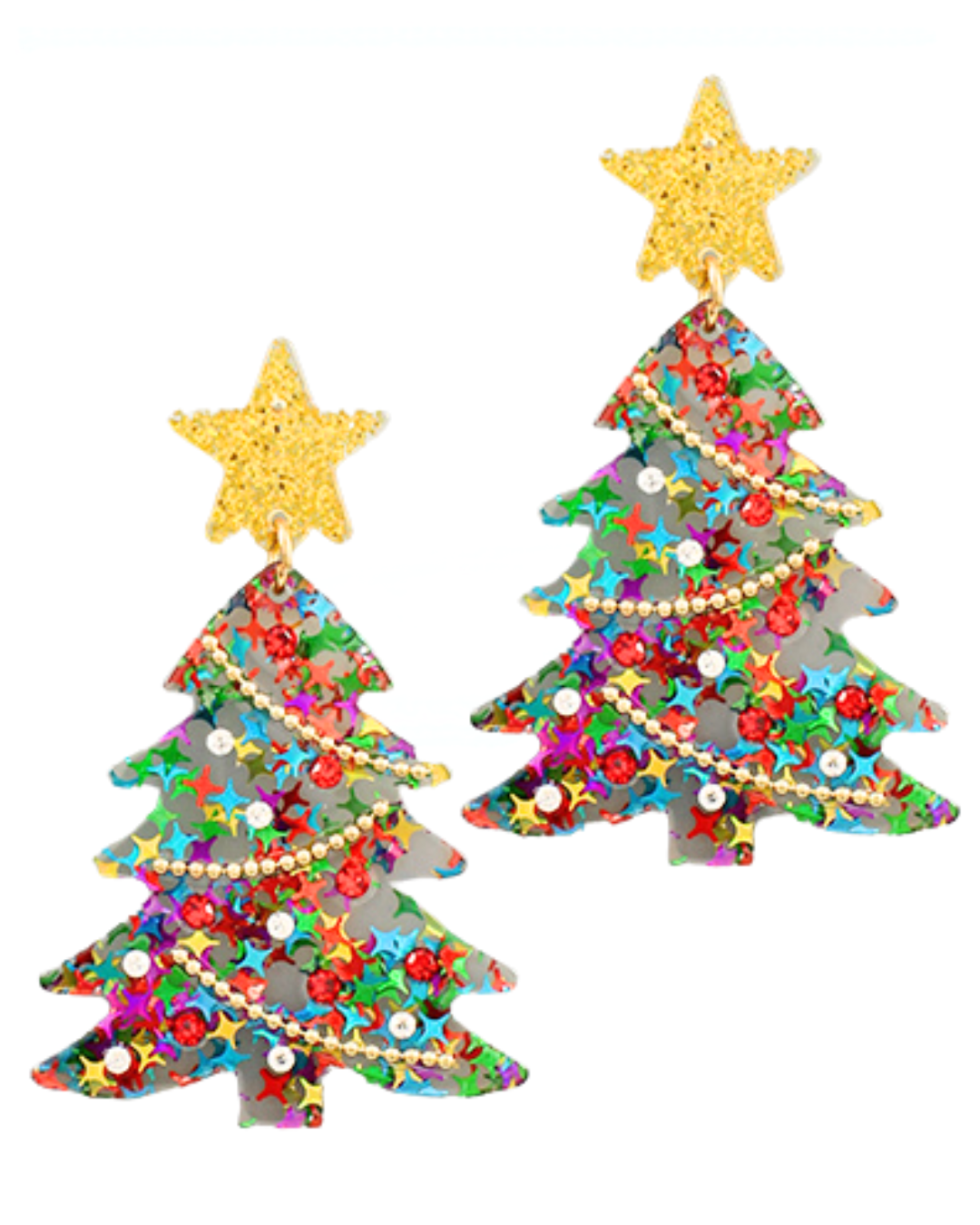 Acrylic Christmas Tree Decorated Earrings With Star Topper