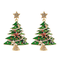 Enamel Christmas Tree Decorated Earrings With Star Topper