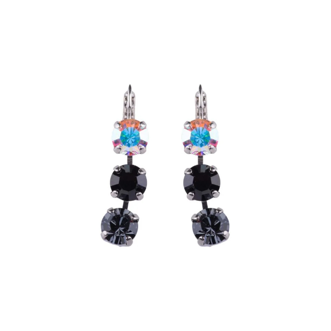 Mariana Earring Triple Drop Tuxedo on Rhodium