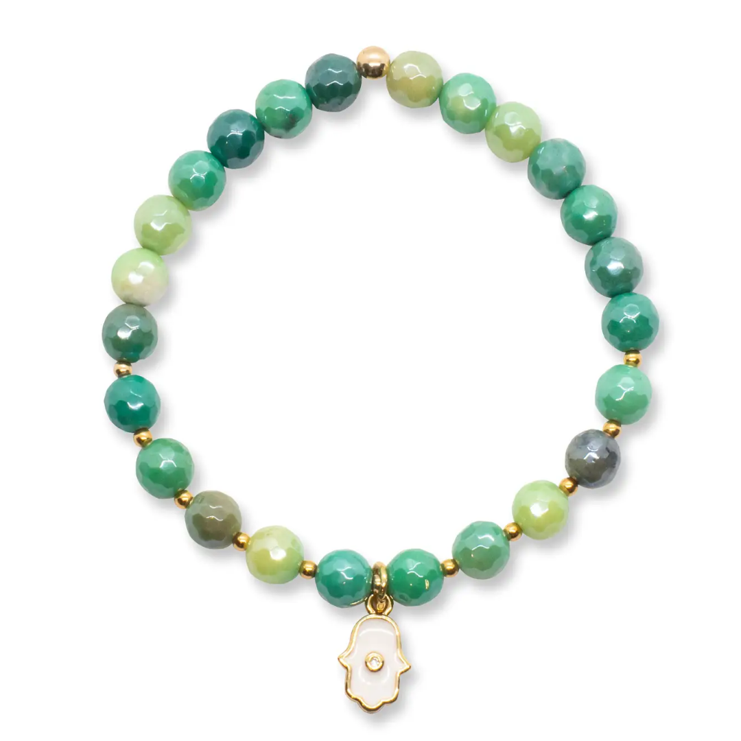 I Am Abundant-Green Opal With Hamsa