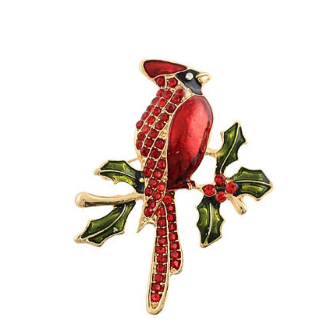 Crystal Cardinal on Holly  Pin
