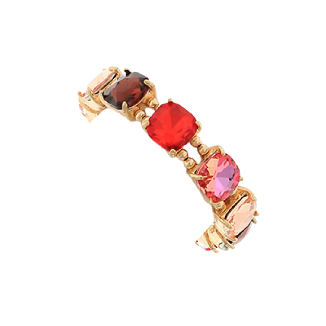 Cushion Cut Glass Stretch Bracelet Autumn Colors