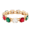 Cushion Cut Glass Stretch Bracelet Christmas Colors