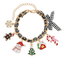 Christmas Charm Bracelet With Black Checked Ribbon