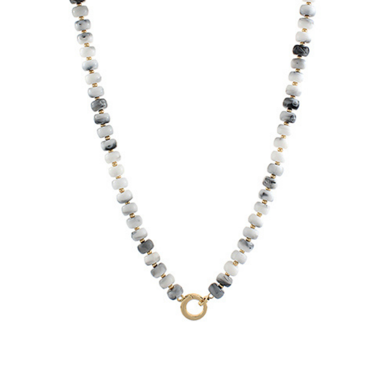 Small Acrylic Bauble Bead  Charm Necklace Grey/White Main image