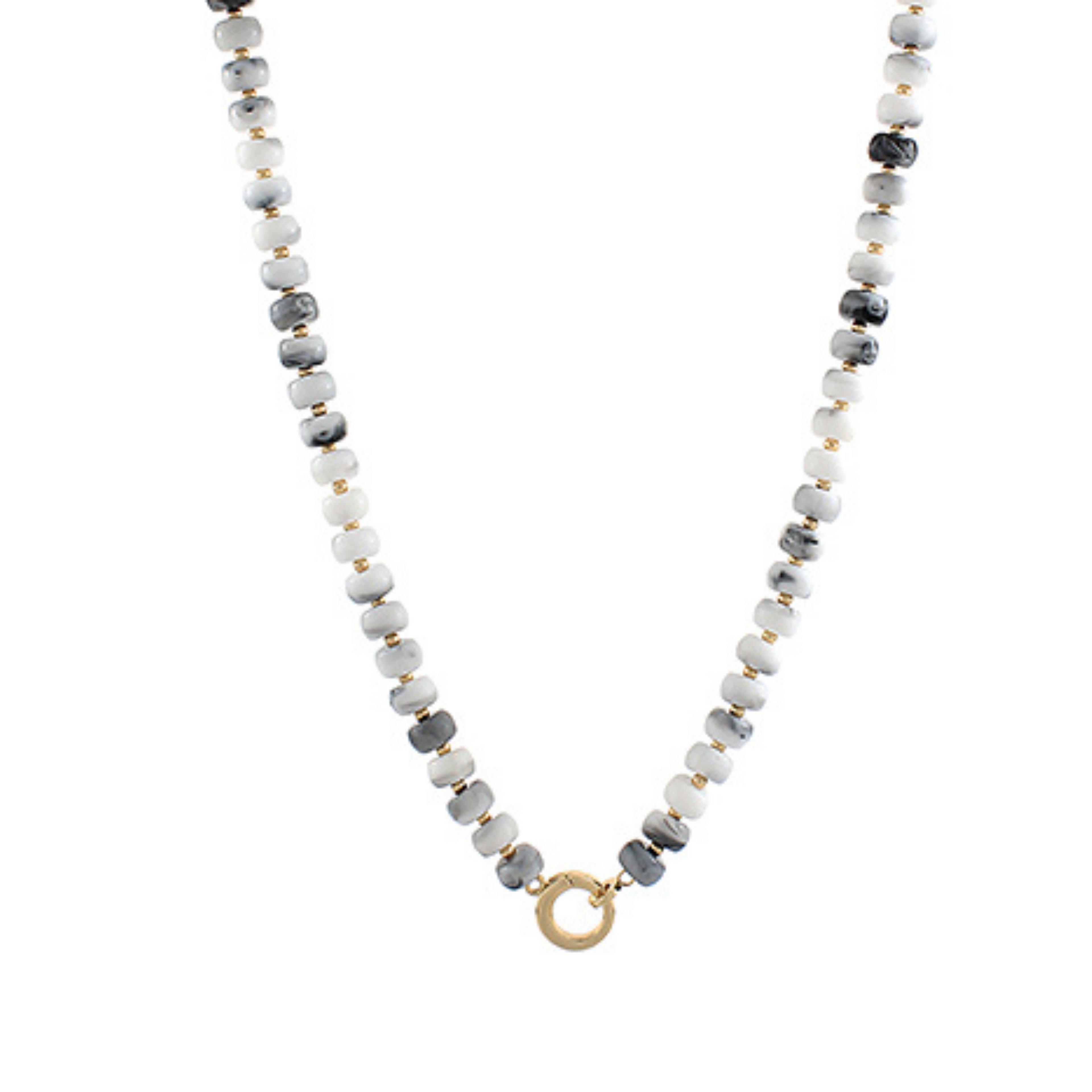 Small Acrylic Bauble Bead  Charm Necklace Grey/White