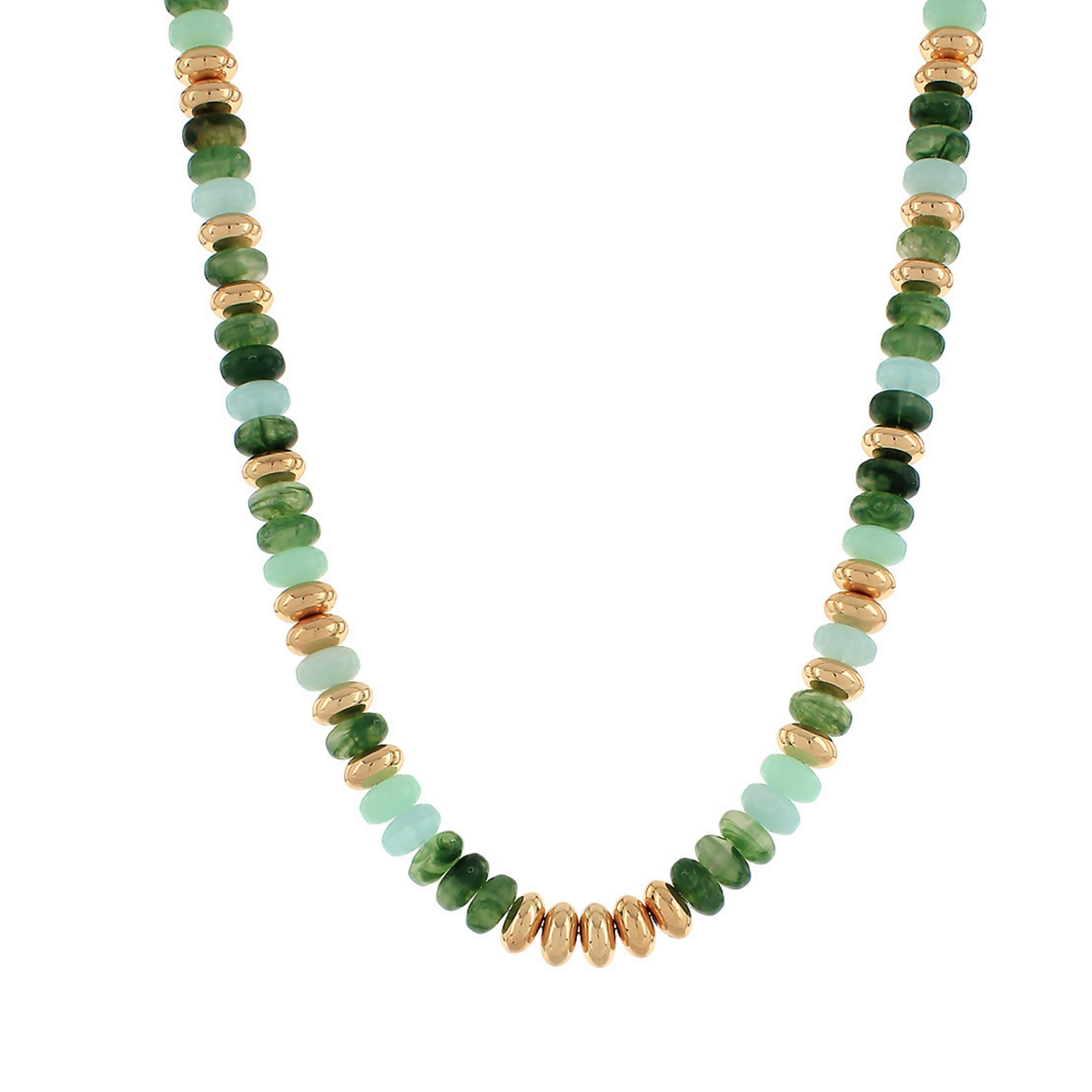 Multi Greens With Gold Bauble Bead Necklace Main image