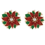 Poinsettia  Enamel and Pearl Post  Earrings