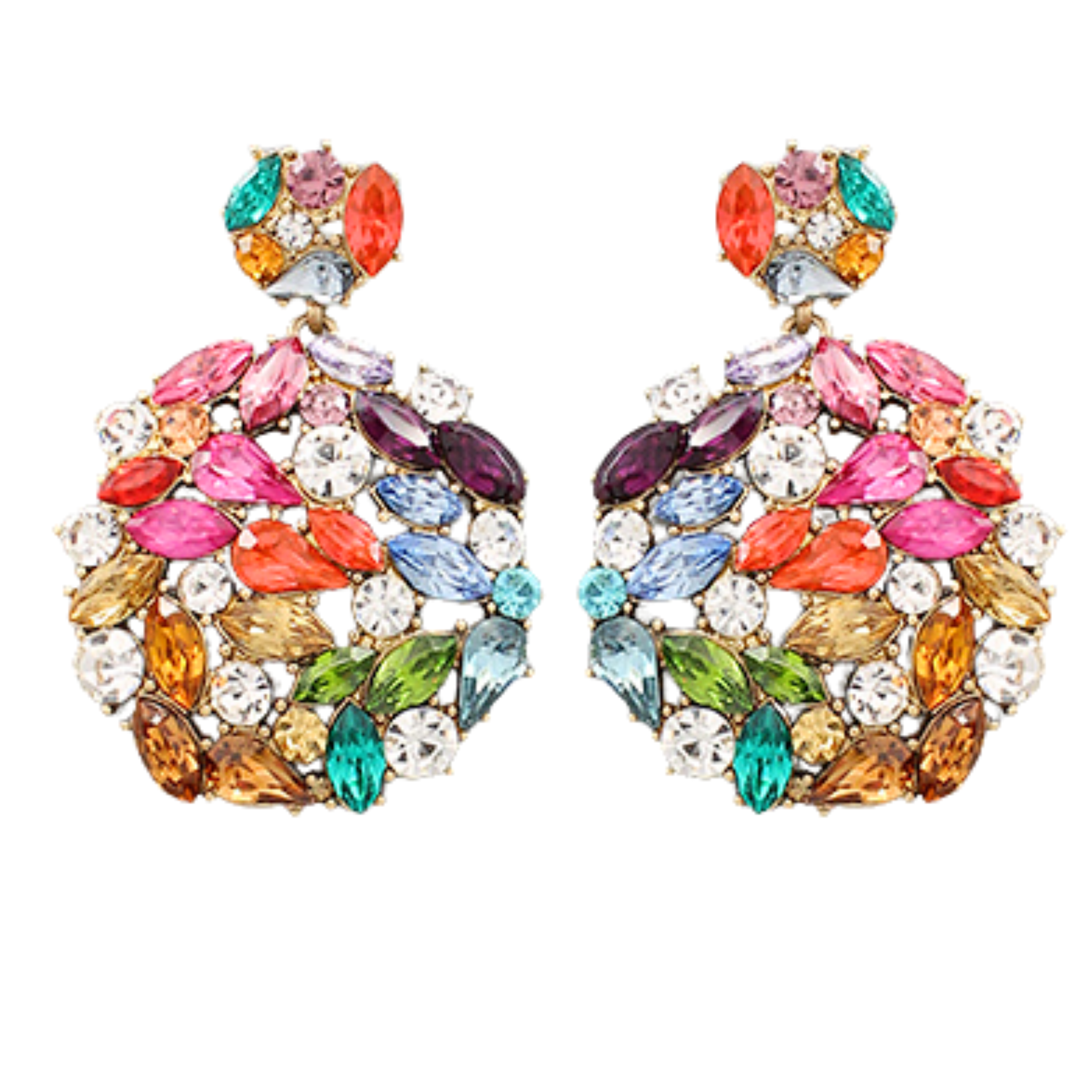 Multi Crystal Ornament Post Earrings