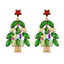 Crystal Christmas Tree Earrings With Red  Star