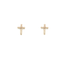 Tiny Sparkle Cross Studs on Gold