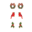 Wreath/Cardinal/Holly Christmas Enamel Stud Earrings-Mix and Match Set