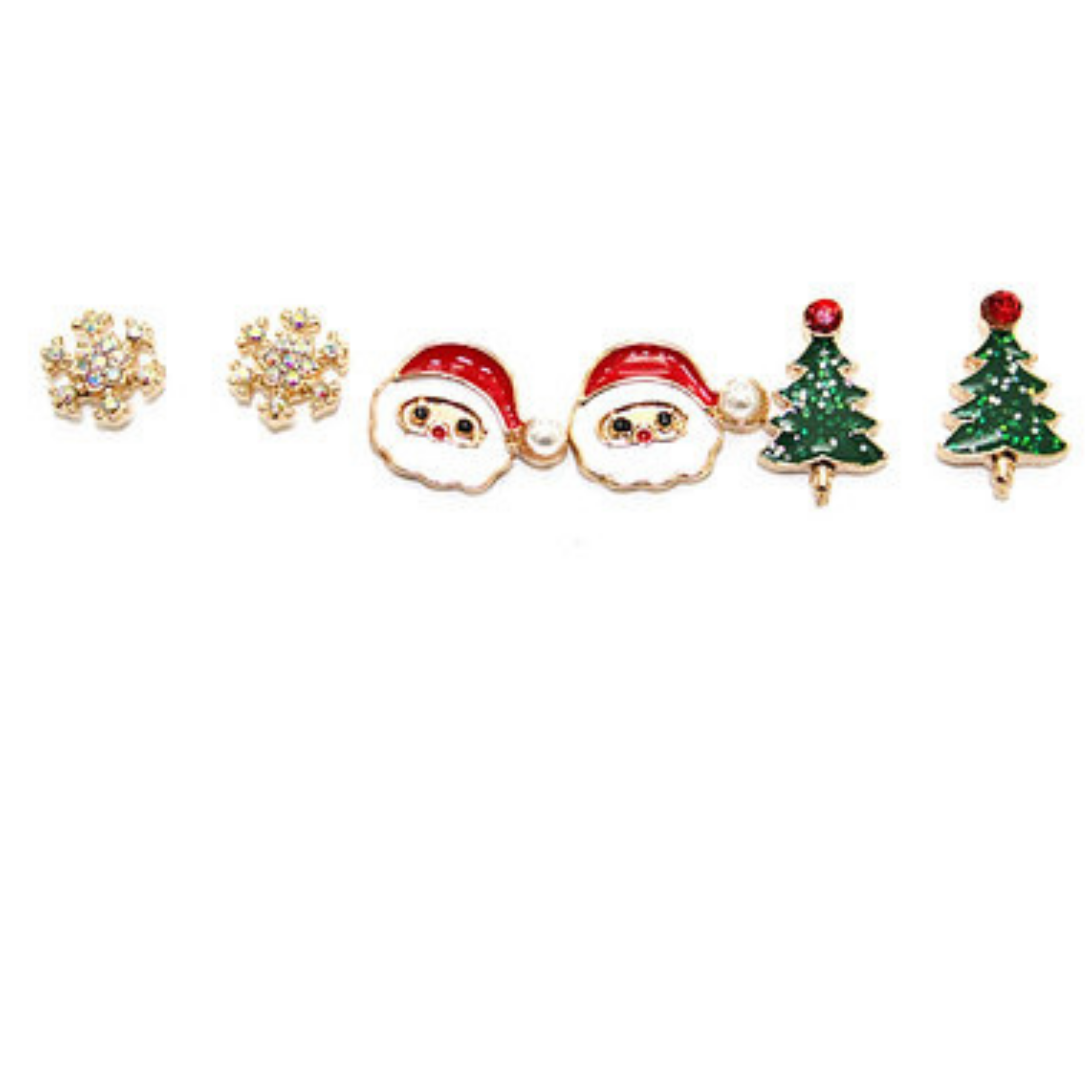 Set of Three Christmas Enamel Stud Earrings-Mix and Match