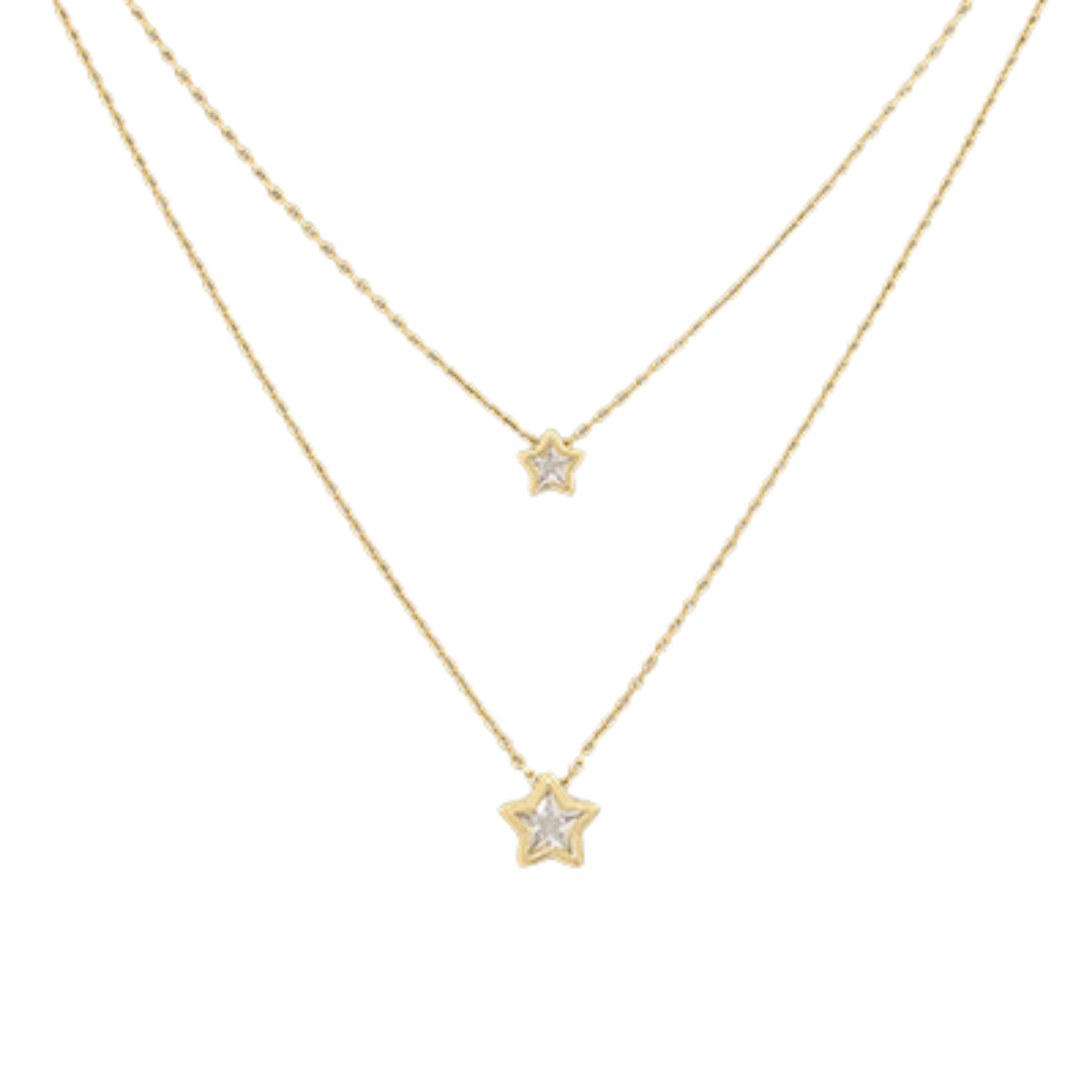 Double Star Necklace on Gold