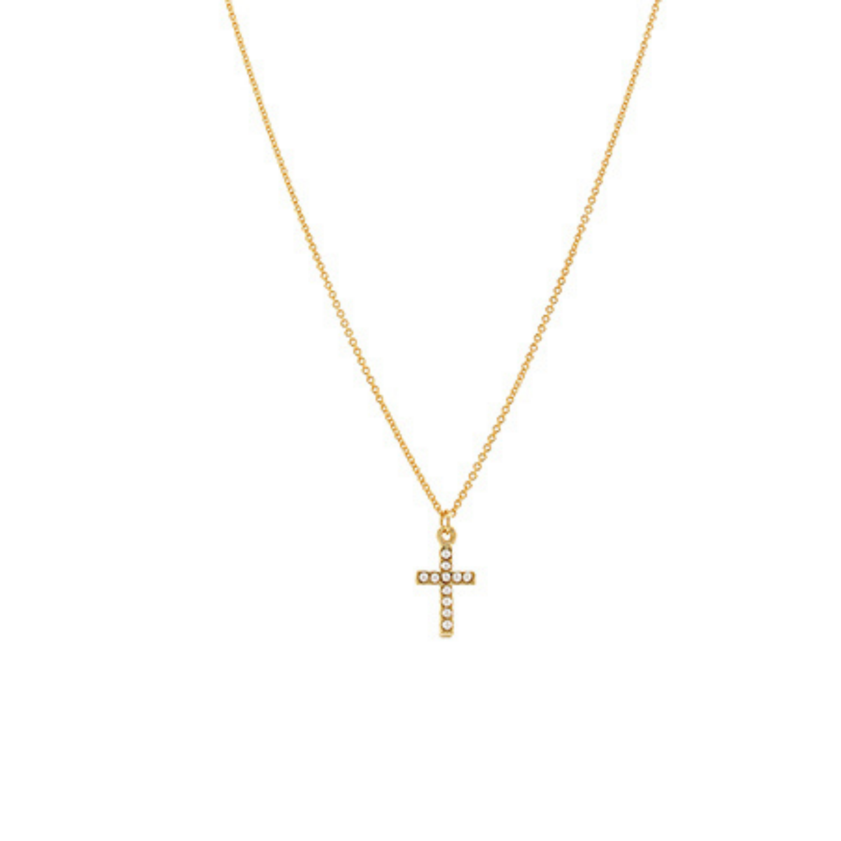 Delicate Pearl Cross Necklace on Gold Main image
