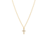 Delicate Pearl Cross Necklace on Gold