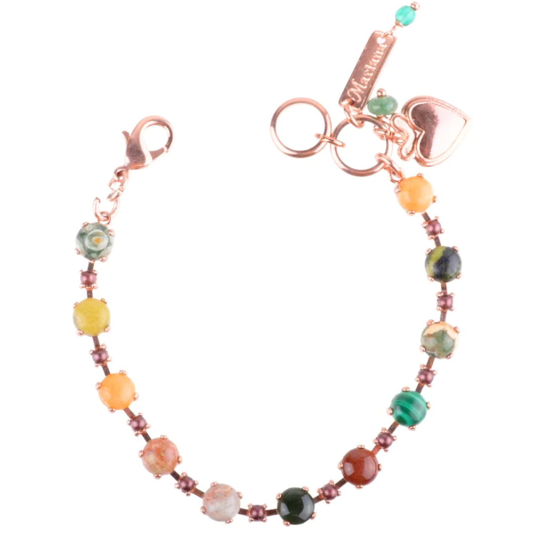 Mariana Alternating Stones in Mineral Evergreen on Rose Gold