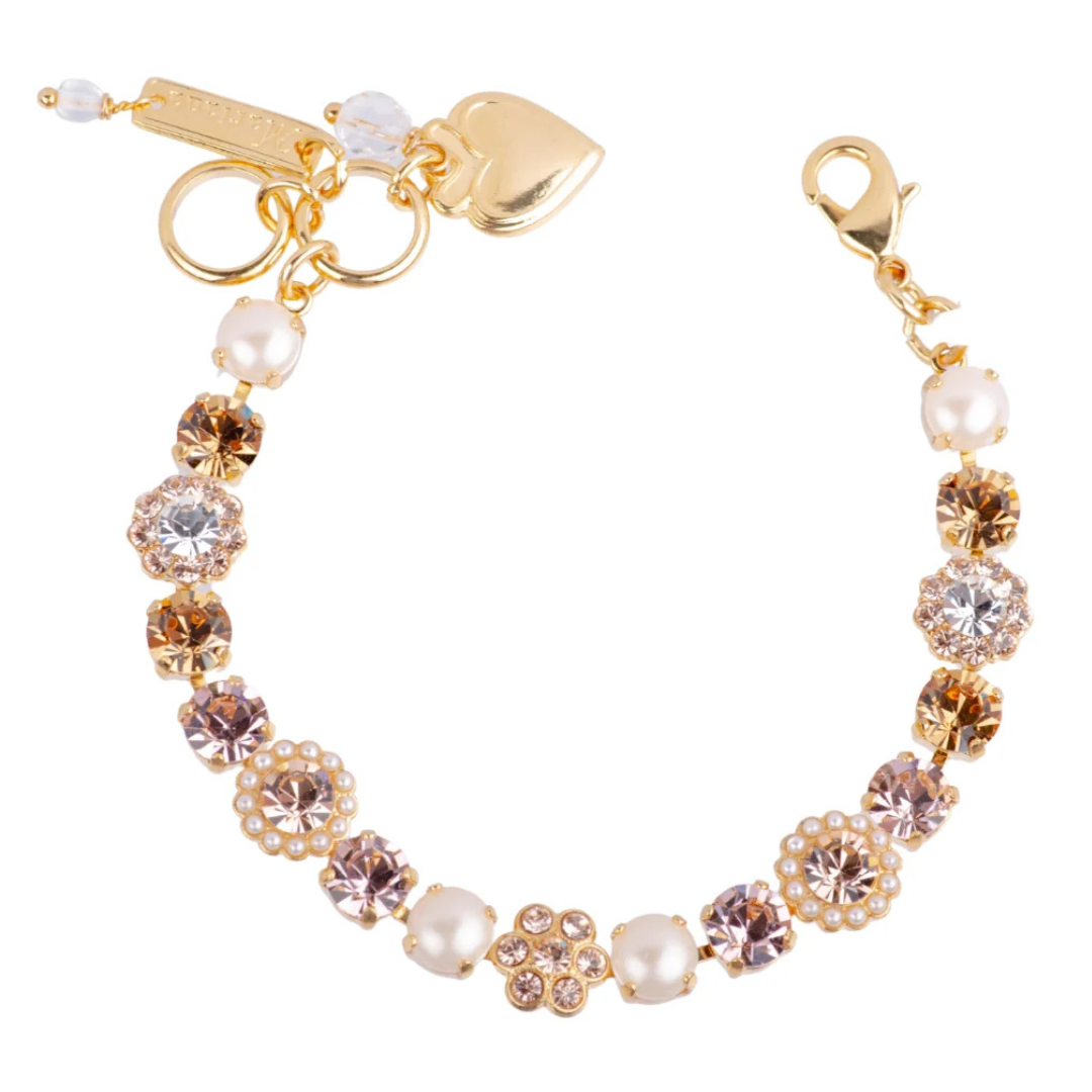 Mariana Small Flower Bracelet Pearl Compact on Gold