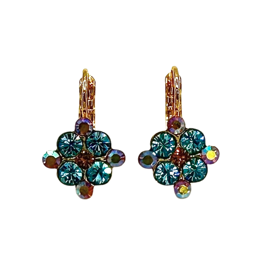 Mariana Diamond Shaped Cluster Earrings Bourbon and Brass on Gold