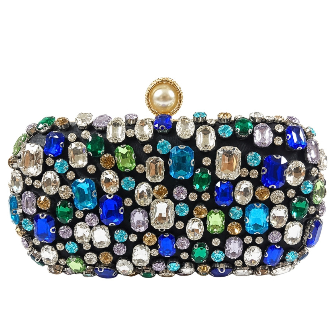 Jewel Encrusted Art Deco Party Purse Blues/Greens