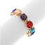 Cushion Cut Glass Stretch Bracelet Multi Brights
