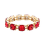 Cushion Cut Glass Stretch Bracelet Christmas Red