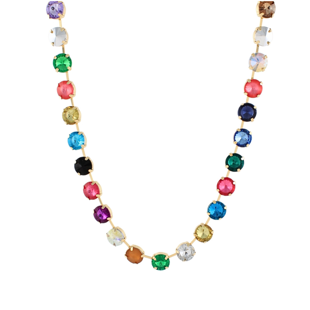 Multicolored 12MM Rivoli Glass Necklace