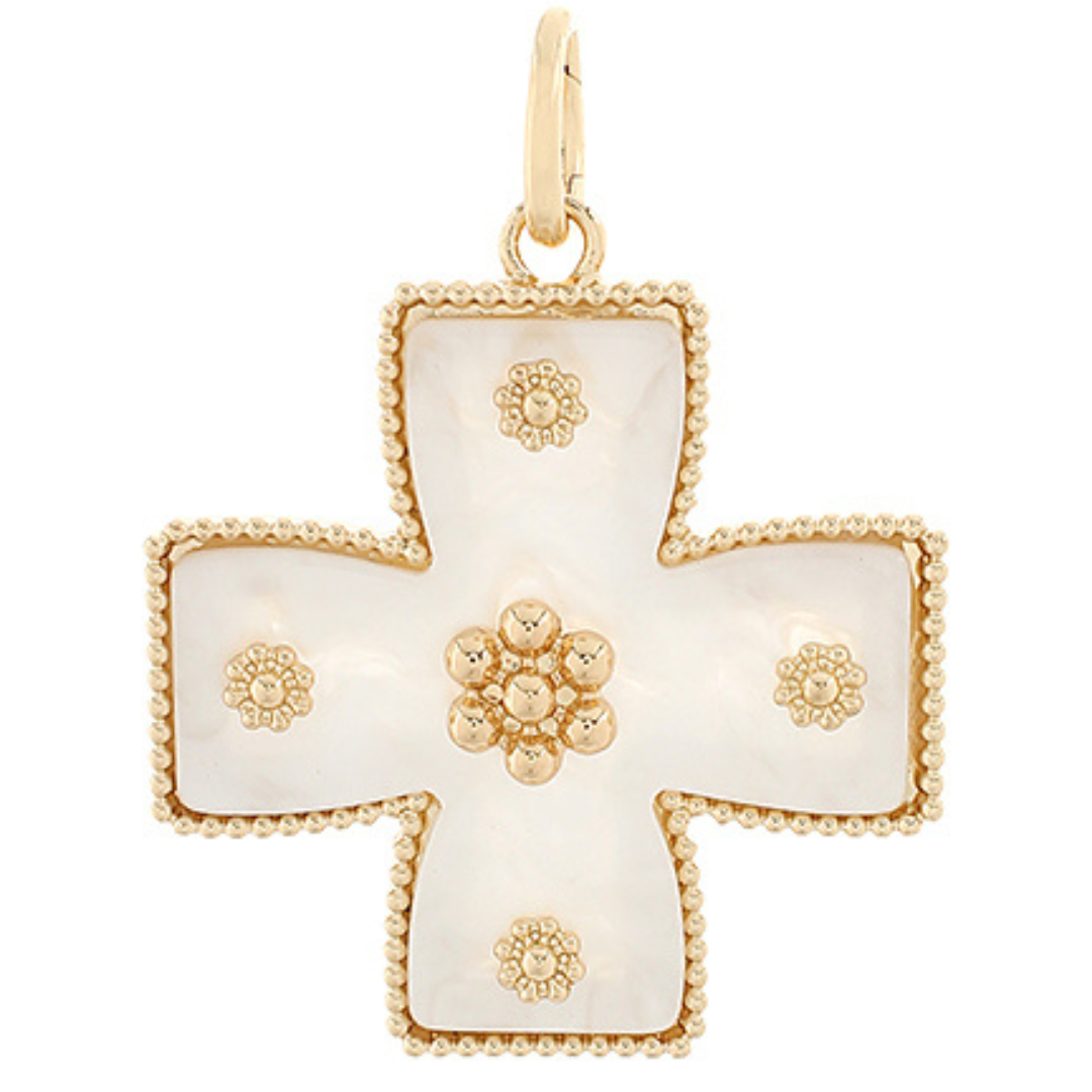 Large Cross Shaped Pearlescent Charm