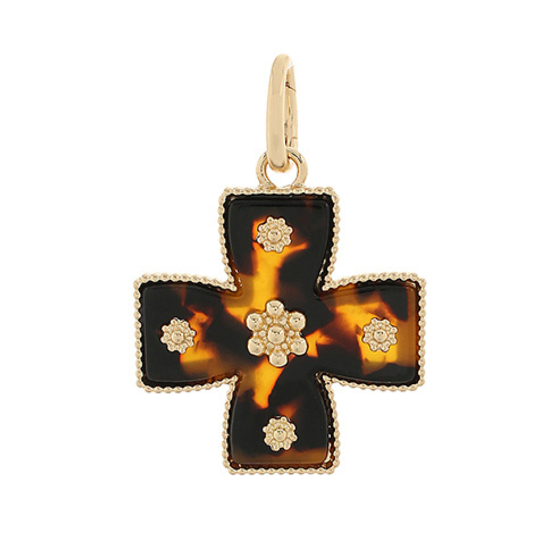 Cross Shaped Tortoiseshell Look Charm Main image