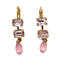 Petite Emerald Cut Dangle Earring Light Pink on Gold