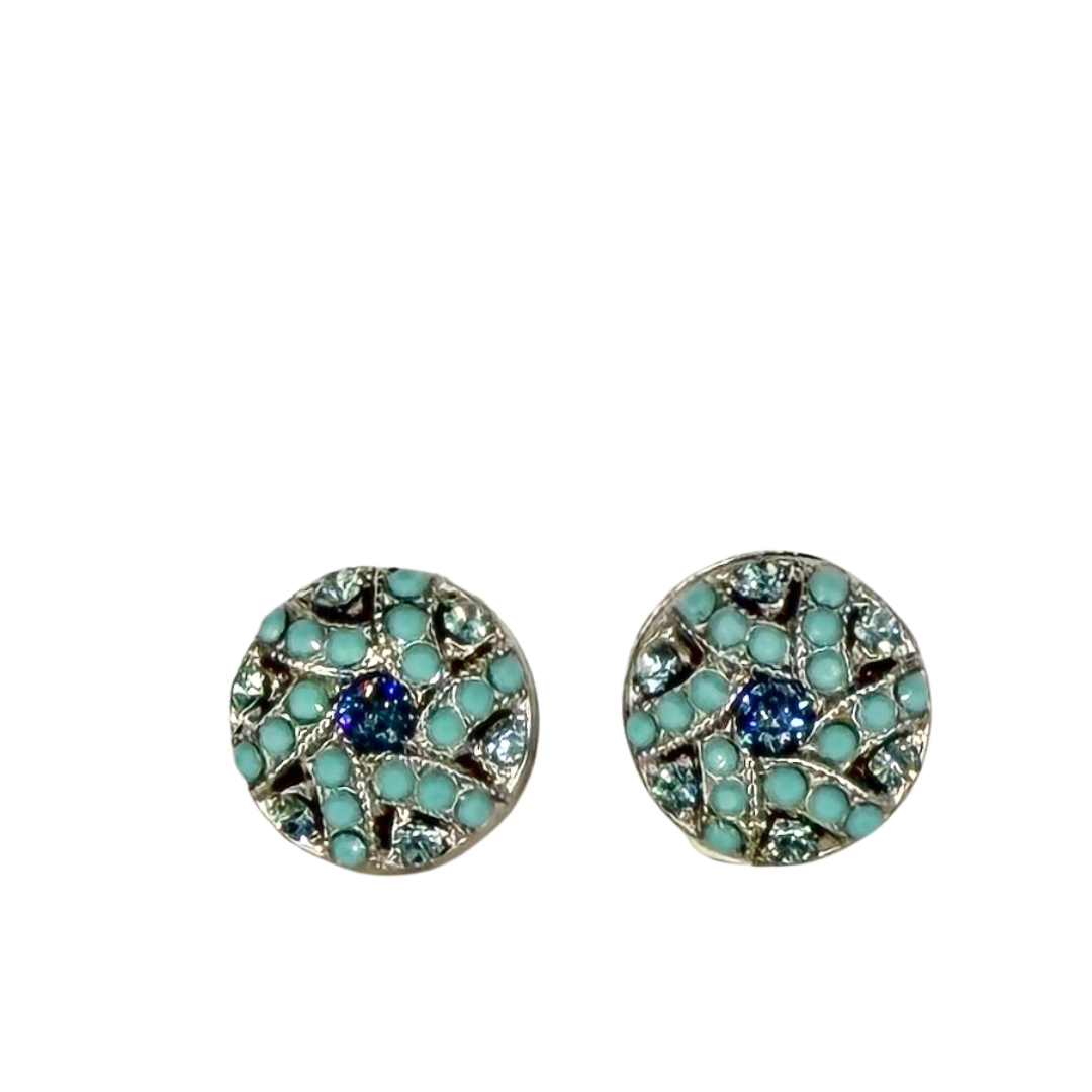 Mariana Swirl Earrings Crystal Blue on Rhodium POST Main image