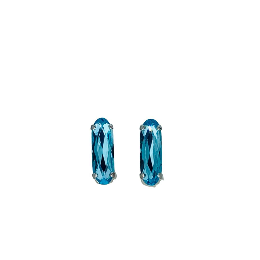 Mariana Oval Post Earrings Turquoise on Rhodium