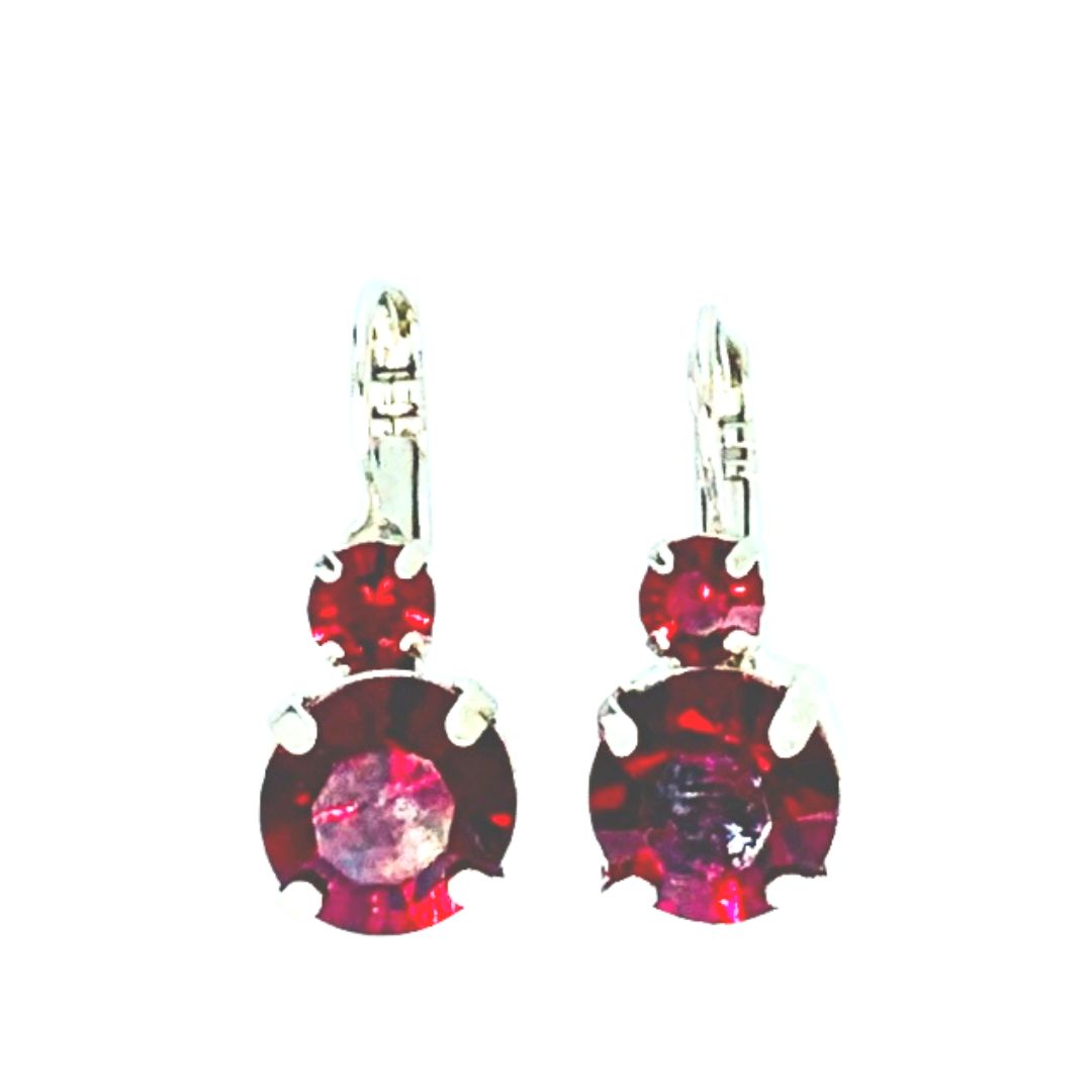 Mariana Double Drop Earring Deep Red on Rhodium Main image
