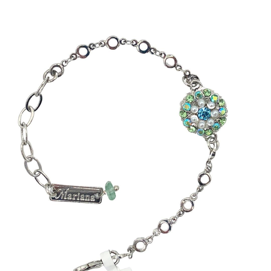 Mariana Guardian Angel Bracelet Peridot, Blue and Pearl on Rhodium