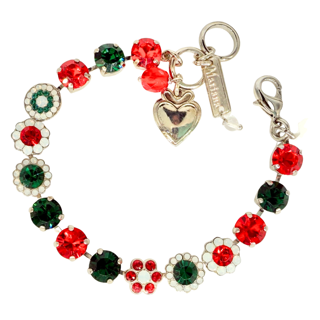 Mariana Rosette Bracelet Christmas Colors on Rhodium