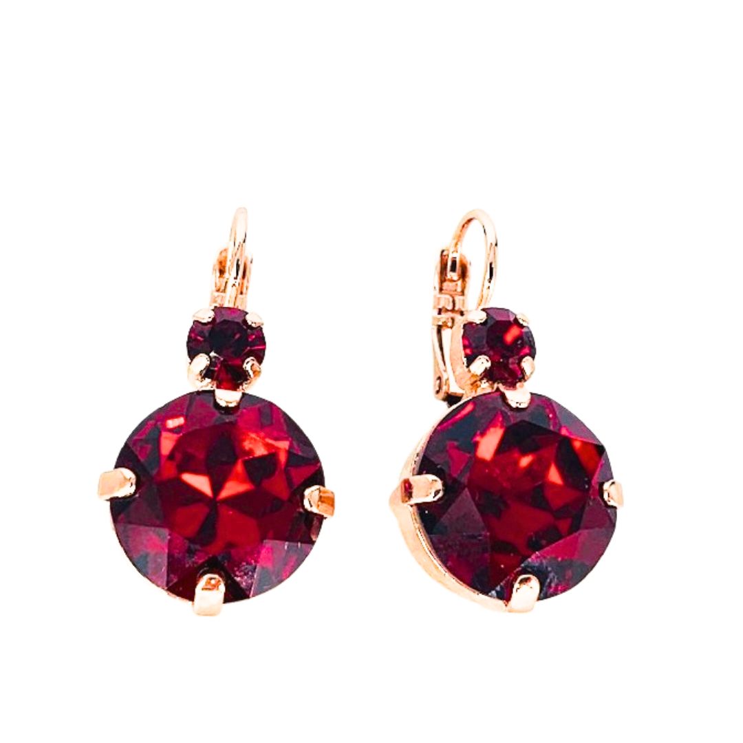 Mariana Large Earrings Deep Red on Rose Gold