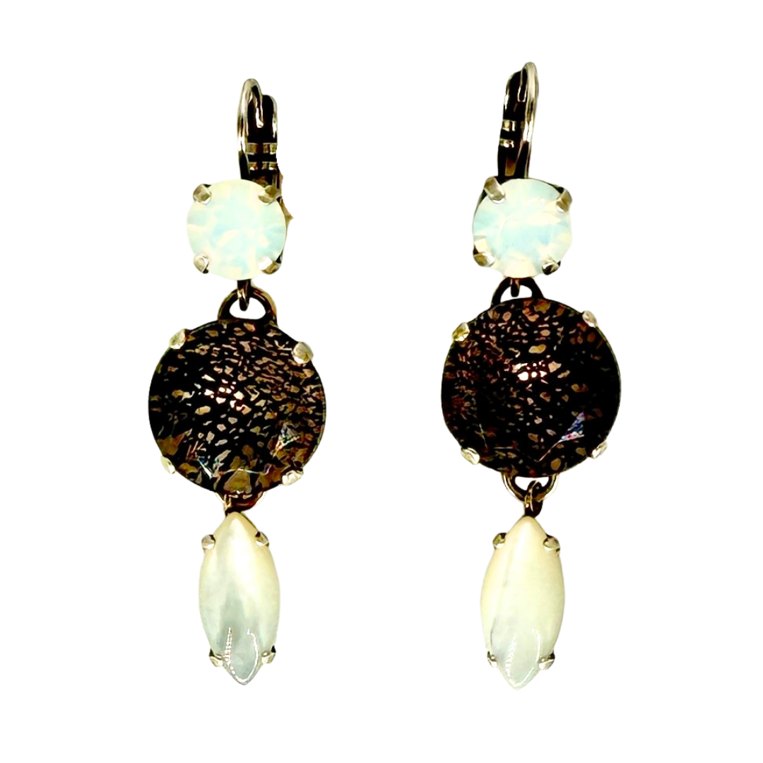 Mariana  Earrings Black Crackle/MOP on Silver