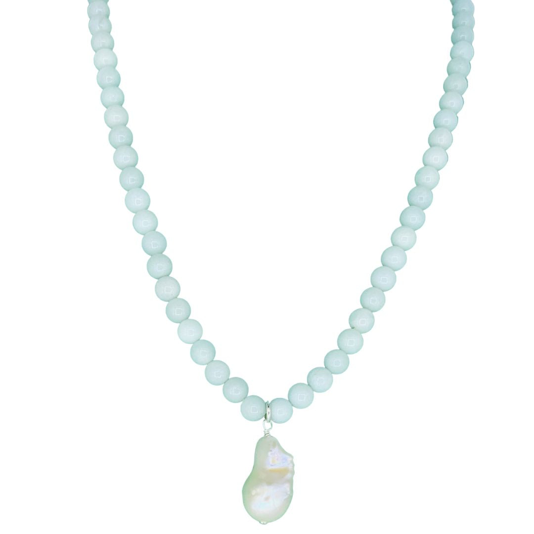 Amazonite Necklace With Fireball Pearl