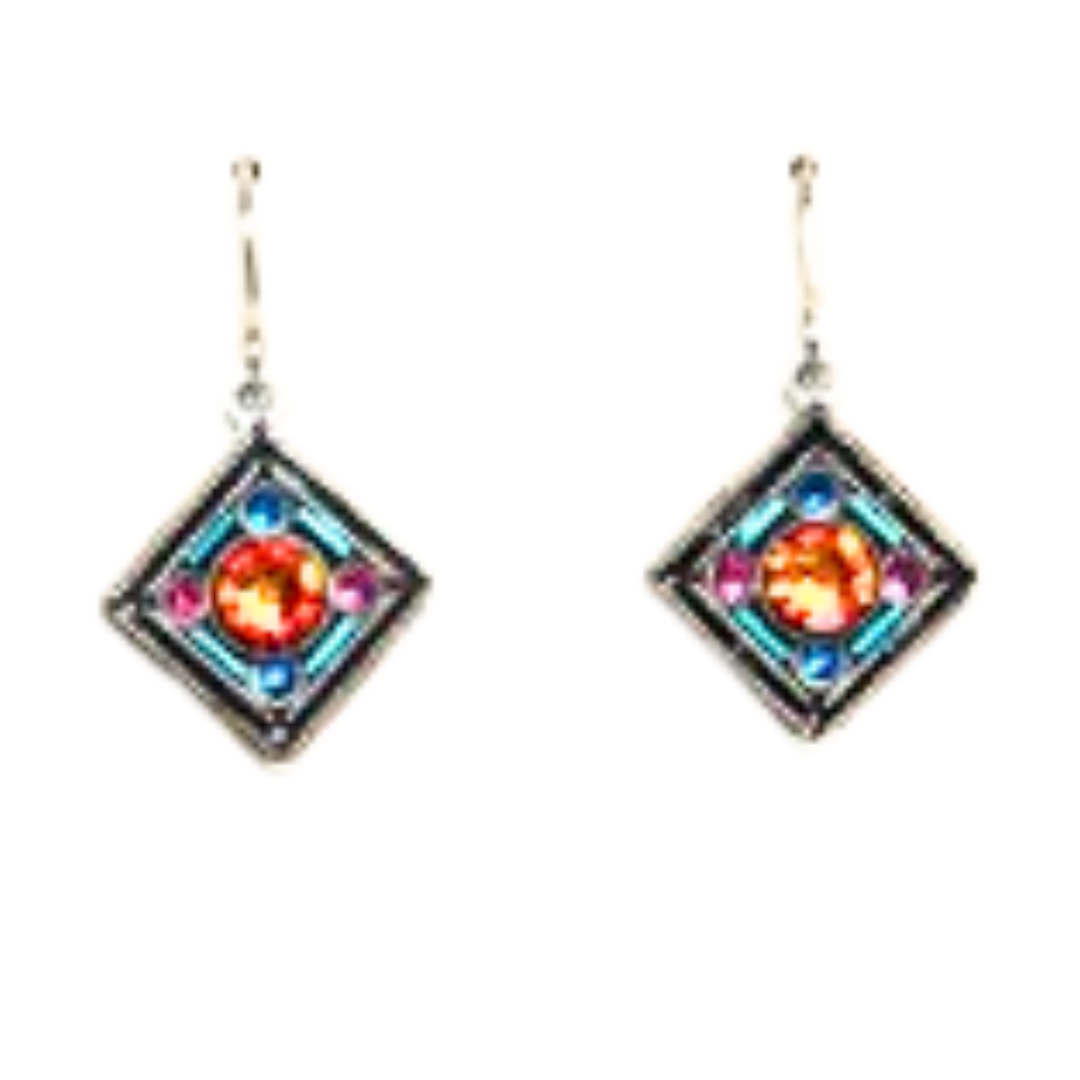 Firefly Multicolored Diamond Shape Earrings
