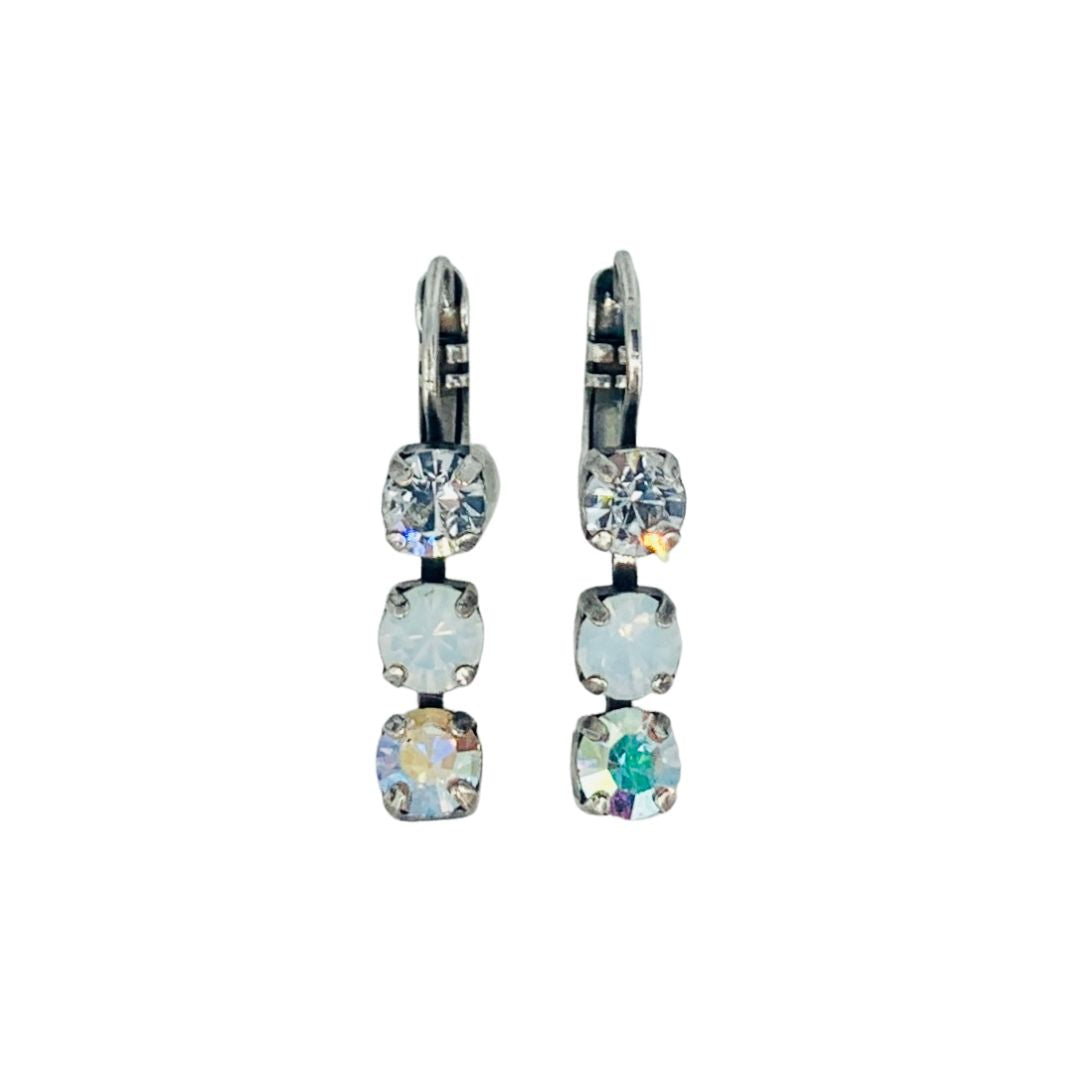 Mariana Earring  Petite Triple Drop Clear on Silver