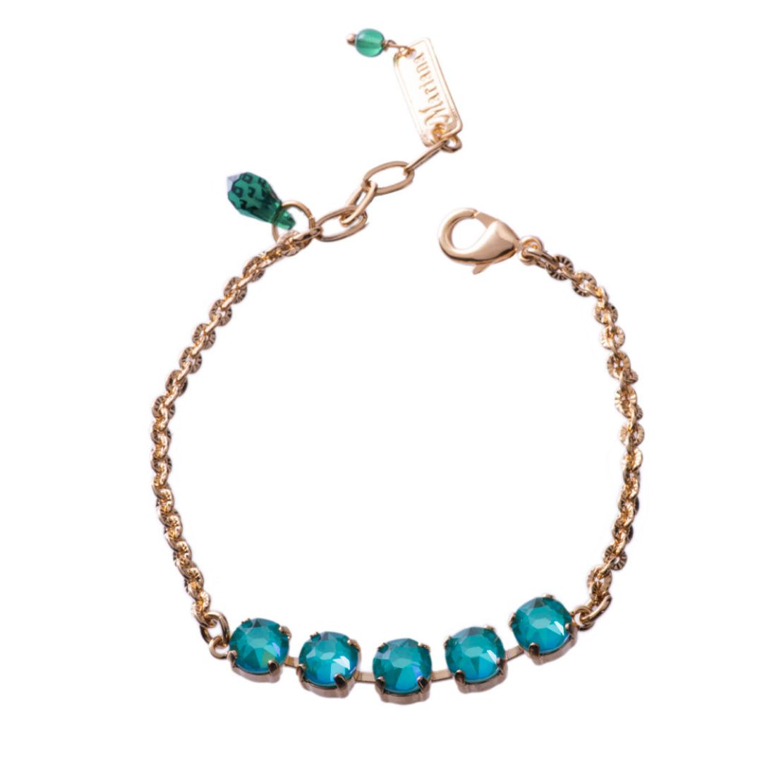 Mariana Petite  Five Stone Bracelet Sunkissed Aqua on Rose Gold