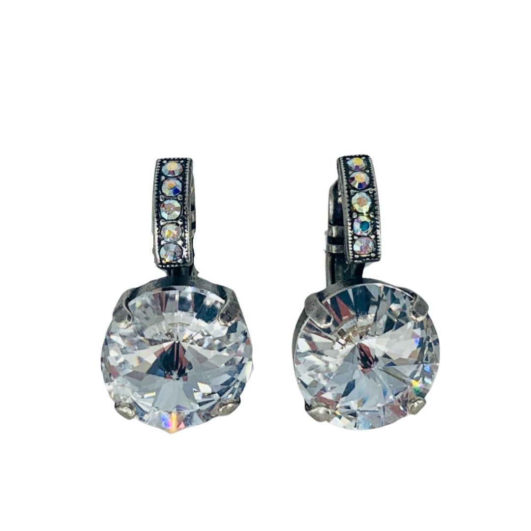 Mariana Embellished Single  Rivoli Stone Earrings Clear/AB on Silver